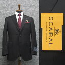 通年〜春夏物　[Scabal] スキャバル Super140sオーダー生地使用　ベーシック2釦シングルスーツ　黒/無地　日本製　[AB体][BB体]　ロゴ裏地　scb-R50