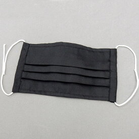 シルク100％　布マスク　抗菌加工　黒/無地　京丹後産ネクタイ生地使用　礼装用　日本製　男性用　MSK01-BK