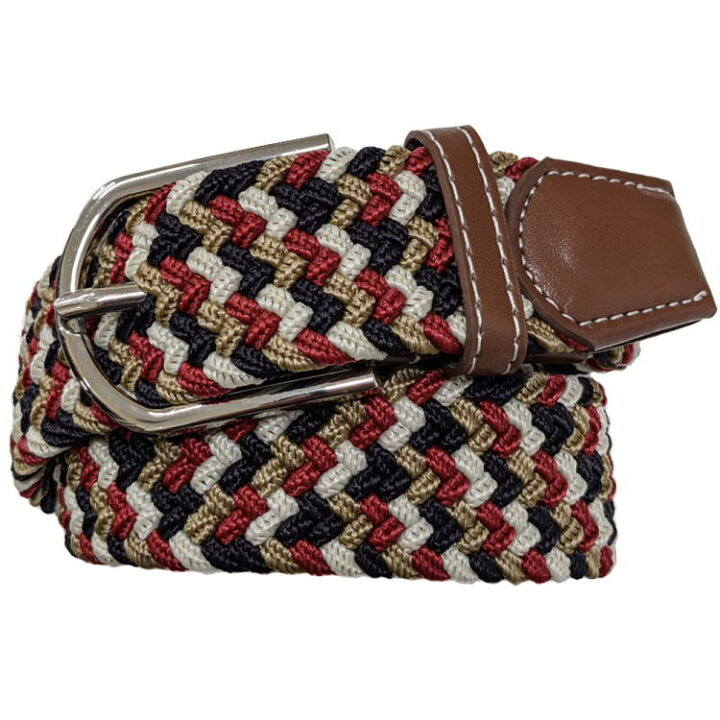 楽天市場 ゴムメッシュベルト カジュアルベルト ワイン 濃紺 白 キャメル ミックスカラー 約94cmまで対応 メンズベルト Mbt47 背広屋石k 楽天市場店