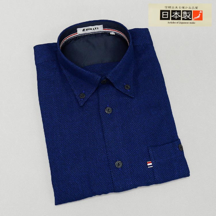 楽天市場】アダルトカジュアルシャツ [ROLLEI] 日本製 長袖 青紺×黒 網
