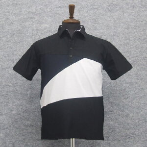 ポロシャツ★メンズ 半袖 黒系 梨地 胸切替 トップス カットソー メール便送料無料(代引不可) GZ2403-254-41