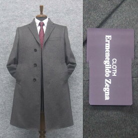 [Ermenegildo Zegna] ゼニア カシミヤ100％　日本製　シングルチェスターコート　中グレー [YA体～AB体対応]　スタイリッシュ　EZ-coat34