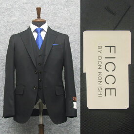 通年　段返り3釦　3ピース　[FICCE]BY DON KONISHI フィッチェ　スタイリッシュ　シングルスーツ　濃紺/織柄　A体 AB体　FC20208-88