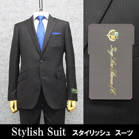 秋冬物 [ロロピアーナ] 365 Super130s生地使用 黒/ストライプ スタイリッシュ2釦スーツ メンズ LOS87