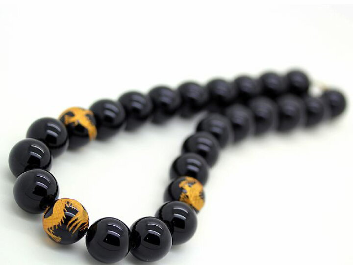 楽天市場】金彫龍 オニキス 20mm 数珠 ネックレス パワーストーン 