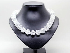 爆裂水晶 18mm クラック水晶 数珠 ネックレス  メンズ