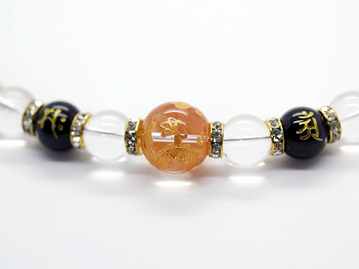 楽天市場】金彫龍 水晶 18mm 梵字 オニキス 天然石 数珠 ネックレス 