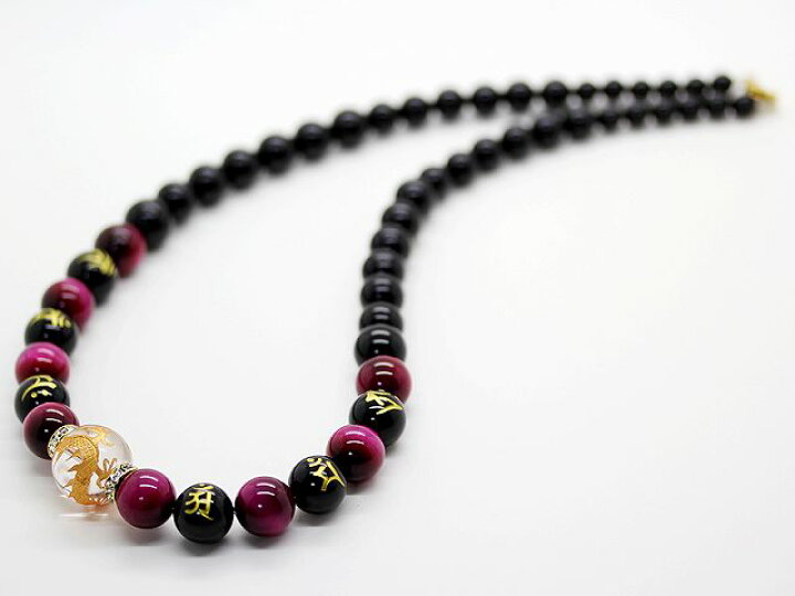 楽天市場】ピンクタイガーアイ 梵字 オニキス 金彫龍 水晶 18mm 数珠  