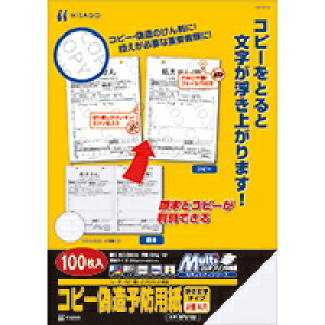 ヒサゴ マルチプリンタ帳票 コピー偽造予防用紙 浮き文字タイプ A4 2面 4穴 BP2102