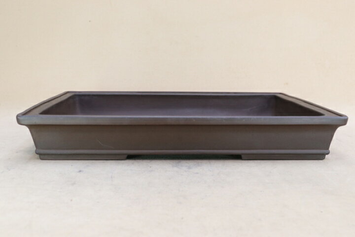 楽天市場】【盆栽鉢】 時代鉢 山秋縦落款 紫泥外縁長方鉢（左右39.5cm 