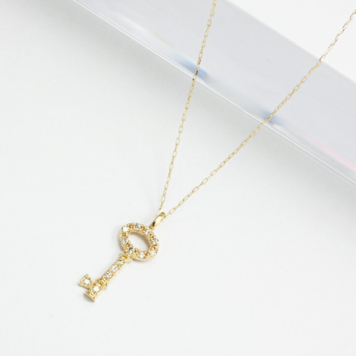 楽天市場】キー ネックレス 鍵 ダイヤモンド ネックレス 一粒 18k 18金 