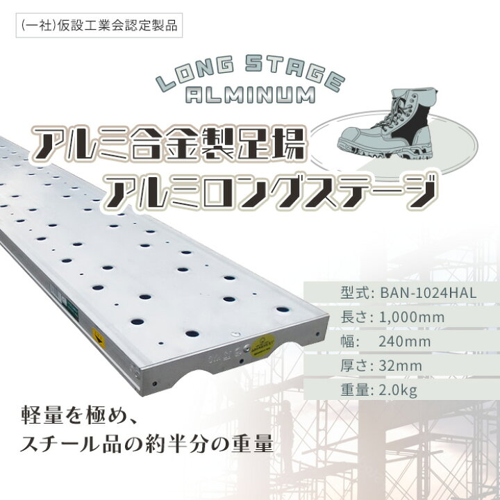 楽天市場】送料別途 KYC アルミ合金製 軽量 足場板 ロングステージ 