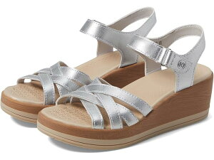 (���) �r�W�[�Y ���Y�� �E�F�b�W �X�g���b�v �T���_�� Bzees Rhythm Wedge Strappy Sandals Metallic Silver