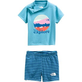 (取寄) ノースフェイス インファント コットン サマー セット - インファンツ The North Face infant Cotton Summer Set - Infants' Niagara Blue Mini Stripe Print