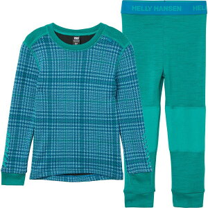 (���) �w���[�n���Z�� �g�h���[ �O���t�B�b�N ���t�@ �����m �Z�b�g - �g�b�h���[ Helly Hansen toddler Graphic Lifa Merino Set - Toddlers' Signal Green AOP