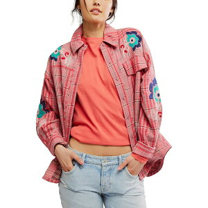 (���) �t���[�s�[�v�� ���f�B�[�X �G���u���C�_�[ �T�V�R �V���c - �E�B�����Y Free People women Embroidered Sashiko Shirt - Women's Pink Combo