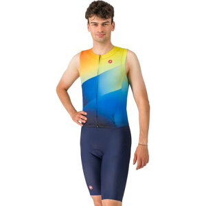 (���) �J�X�e�� �����Y �t���[ �T������ 3 �X���[�u���X �g���C �X�[�c - �����Y Castelli men Free Sanremo 3 Sleeveless Tri Suit - Men's Belgian Blue/Multicolor Vivid Orange