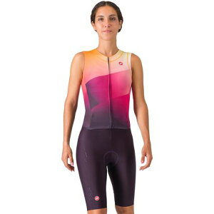 (���) �J�X�e�� ���f�B�[�X �t���[ �T������ 3 �X���[�u���X �g���C �X�[�c - �E�B�����Y Castelli women Free Sanremo 3 Sleeveless Tri Suit - Women's Dark Night Shade/Vivid Orange/Bright Rose