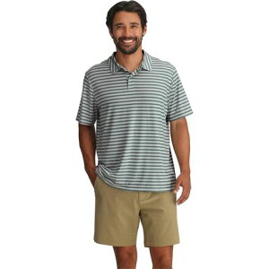 (���) �t���[�t���C �����Y �G���x�[�g �|�� �V���c - �����Y Free Fly men Elevate Polo Shirt - Men's Smooth Sailing Stripe Heather Aspen Grey