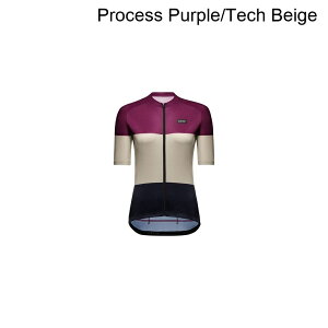 (���) �S�A�E�F�A ���f�B�[�X �X�s���b�g �X�g���C�v �W���[�W - �E�B�����Y GOREWEAR women Spirit Stripes Jersey - Women's Process Purple/Tech Beige
