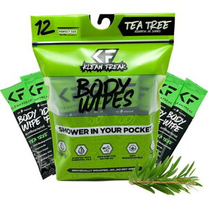 (���) �{�f�B ���C�v�X - 12-�p�b�N Klean Freak Body Wipes - 12-Pack Tea Tree, 12-Pack