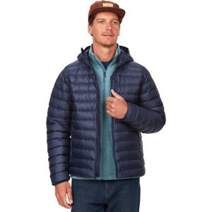 (���) �}�[���b�g �����Y �n�C�����_�[ �_�E�� �t�[�f�b�g �W���P�b�g - �����Y Marmot men Highlander Down Hooded Jacket - Men's Arctic Navy