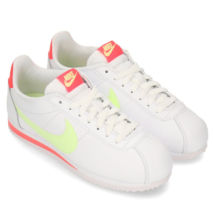 楽天市場 ナイキ スニーカー レディース 白 クラシック コルテッツ ホワイト シューズ Nike Women S Shoes Classic Cortez White Barely Volt Flash Crimson ジェットラグ楽天市場店