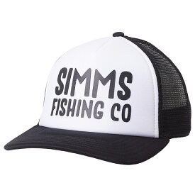 SIMMS シムス キャップ メンズ フィッシング コー スローバック ハット スモールフィット ブラック ホワイト ロゴ メッシュキャップ 釣り 帽子 アウトドア 小さめ 小さい サイズ 調整 Simms Fishing Co. Throwback Trucker Hat Small Fit