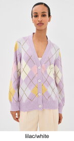 (取寄) アヴァ アーガイル ウール カーディガン &Daughter Ava Argyle Wool Cardigan lilac/white