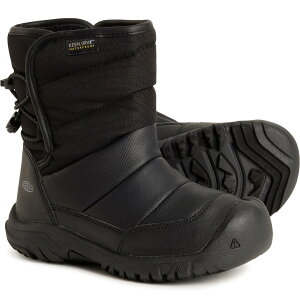 (���) �L�[�� �{�[�C�Y �p�t���C�_�[ �E�B���^�[ �u�[�c - �E�H�[�^�[�v���[�t, �C���T���[�e�b�h Keen Boys Puffrider Winter Boots - Waterproof, Insulated Black/Steel Grey
