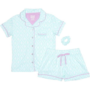 (���) �X���[�v�I���C�b�g �r�b�O �K�[���Y �m�b�` �J���[ �V���[�c �p�W���} - �V���[�g �X���[�u Sleep On It Big Girls Notch Collar Shorts Pajamas - Short Sleeve Turq Combo