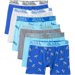(���) �X�g���b�`-�R�b�g�� �{�N�T�[ �u���[�t - 6-�p�b�N VON DUTCH Stretch-Cotton Boxer Briefs - 6-Pack Blue Multi