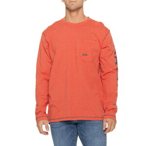(���) �A���A�b�g ���[�o�[ ���[�N�}�� ���S T-�V���c - �����O �X���[�u Ariat Rebar Workman Logo T-Shirt - Long Sleeve Volcanic Fire