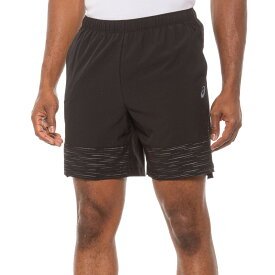 (取寄) アシックス トレーニング ショーツ - 7インチ ASICS Training Shorts - 7” Black (Brilliant Blue Drawcord)