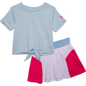 (取寄) リーボック ガールズ シャツ アンド メッシュ スコート - ショート スリーブ Reebok Todder Girls Tie-Hem Shirt and Mesh Skort - Short Sleeve Light Blue