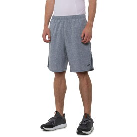 (取寄) アシックス ウーブン ランニング ショーツ - ビルト-イン ブリーフ ASICS Woven Running Shorts - 9", Built-In Briefs Sheet Rock Heather