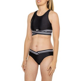 (取寄) リーボック ハイ ネック アンド ヒップスター スイム ボトム ビキニ セット - Upf 50+ Reebok High Neck and Hipster Swim Bottoms Bikini Set - UPF 50+ Black/White