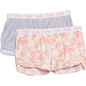 (取寄) ラッキーブランド ブラッシュ スリープ ショーツ - 2-パック Lucky Brand Brushed Sleep Shorts - 2-Pack Heather Grey/Soft Petals