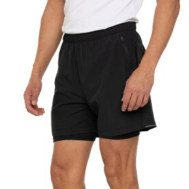 (取寄) アシックス メッシュ インサート ショーツ - ビルト-イン ライナー ASICS 2-in1 Mesh Insert Shorts - Built-In Liner Black/Black