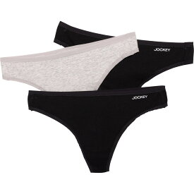 (取寄) ジョッキー オーガニック コットン パンティ - 3-パック, トング Jockey Organic Cotton Panties - 3-Pack, Thong Black/Grey