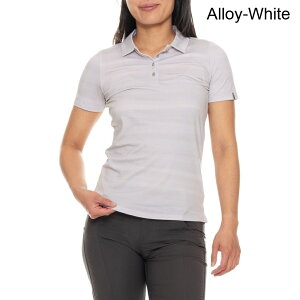 (���) �`���[�X ���f�B�[�X �v�����e�b�h �|�� �V���c - Upf 50�ȏ�, �V���[�g �X���[�u KJUS women Enya Printed Polo Shirt - UPF 50+, Short Sleeve Alloy-White