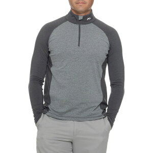 (���) �`���[�X �����Y �J�[�u �V���c - �W�b�v �l�b�N, �����O �X���[�u KJUS men Curve Shirt - Zip Neck, Long Sleeve Steel Grey Melange-Dark Dusk