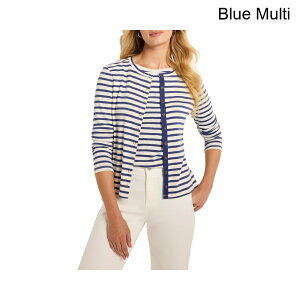 (���) �j�b�N+�]�[�C �X�g���C�v�X�i�b�v�t�����g�J�[�f�B�K�� nic+zoe Striped Snap Front Cardigan