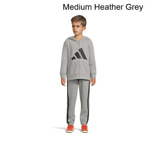 (���) �A�f�B�_�X �G�b�Z���V�����r�b�O���S�w�U�[�t���[�X�W���P�b�g�W���K�[�Z�b�g�i�g�h���[/���g���L�b�h�j adidas Essential Big Logo Heather Fleece Jacket Jogger Set (Toddler/Little Kid)