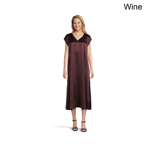 (���) �C�[���[�E�t�B�b�V���[ �e�N�X�`���[�h�T�e��V�l�b�N�h���X eileen fisher Textured Satin V-neck Dress