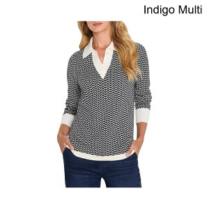 (���) �j�b�N+�]�[�C �c�[�g�[���W���J�[�h�Z�[�^�[ nic+zoe Two Tone Jacquard Sweater