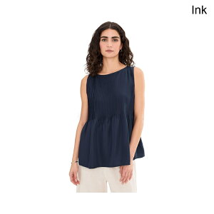 (���) �C�[���[�E�t�B�b�V���[ �v���[�c�V���N�{�[�g�l�b�N�V�F�� eileen fisher Pleated Silk Bateau Neck Shell