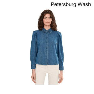 (���) ���C�h�E�F�� �p�t�X���[�u�t�B�b�g�V���c�C���y�e���X�o�[�O�E�H�b�V�� madewell Puff Sleeve Fitted Shirt In Petersburg Wash