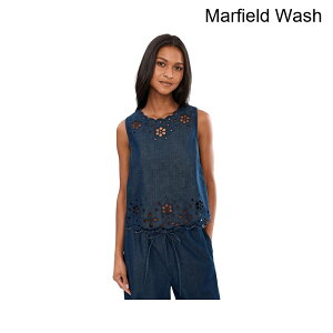 (���) ���C�h�E�F�� �f�j���h�J�V�F���g�b�v madewell Denim Embroidered Shell Top