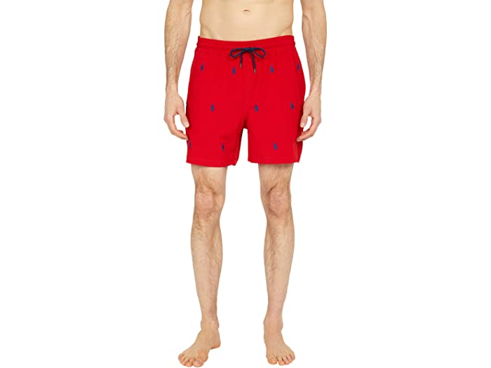 【11/3迄500円OFFクーポン】(取寄)ポロ ラルフローレン メンズ トラベラー スイム トランクス Polo Ralph Lauren Men's 5.5 Traveler Swim Trunks RL 2000 Red/Navy Aoe 水着